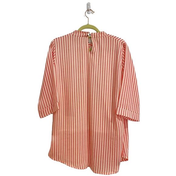 Swag Red Stripe Quarter Sleeve Blouse Sz M - Picture 9 of 11